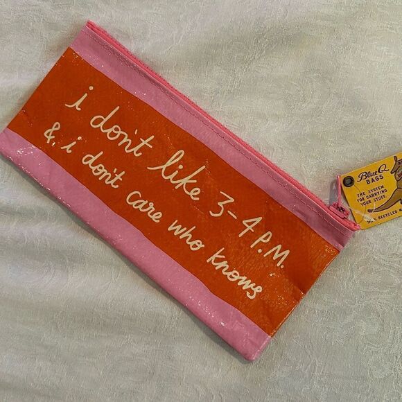 Blue Q Recycled Plastic Zipper Pencil Pouch 9” X 4” Nap Time - Picture 1 of 7